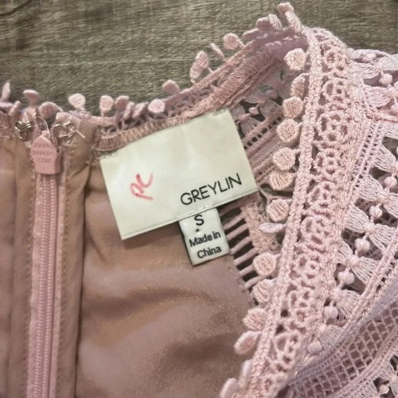 Anthropologie Greylin - Emilia Lace Mini Dress - Chalk Rose - Size Small - Picture 10 of 14